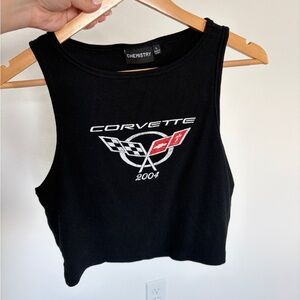 Chemistry Black Corvette Graphic Crop Top